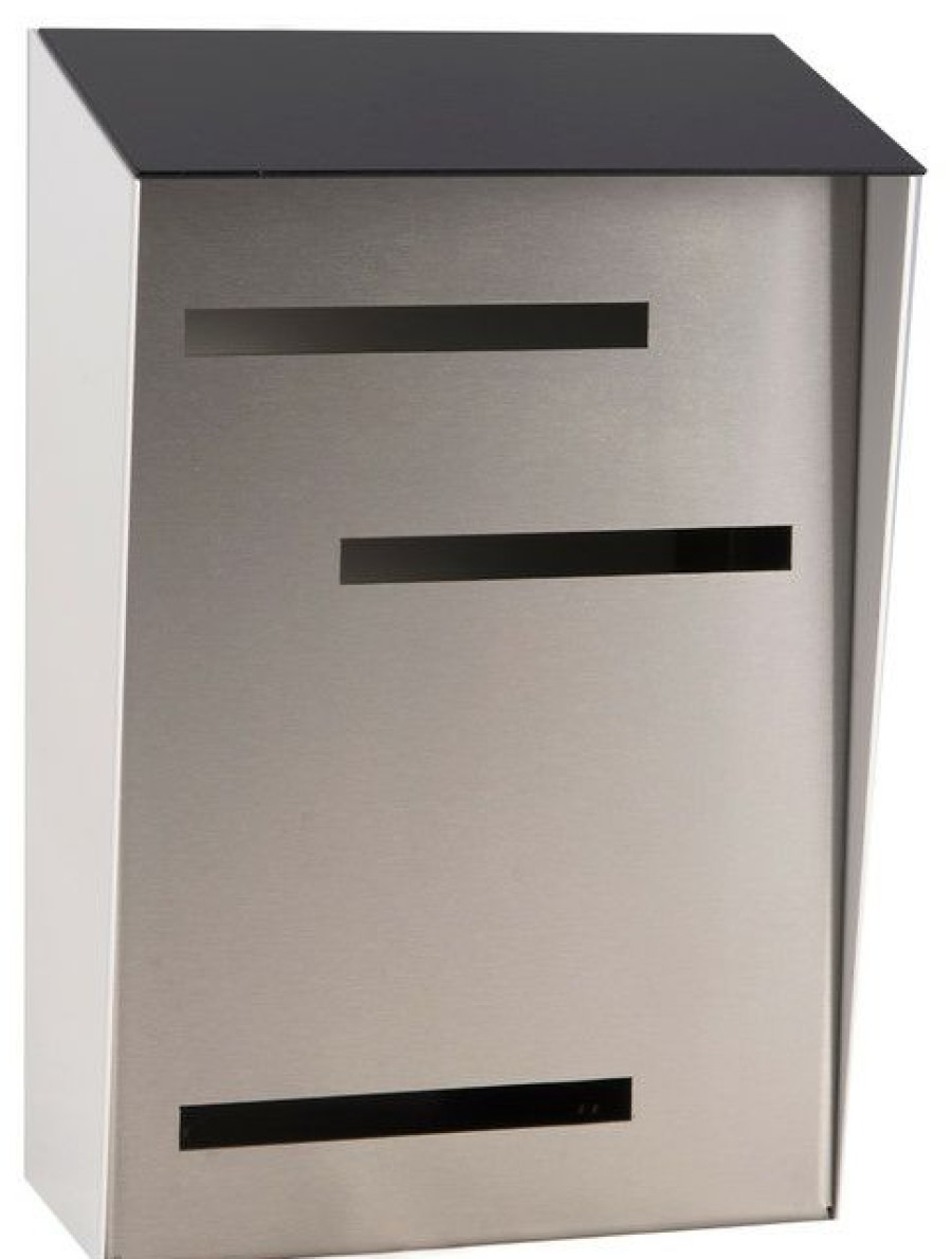 Mailboxes * Flash Sale Mid Century Modern Mailbox, Tri Tone Black, Vertical Large, Stainless