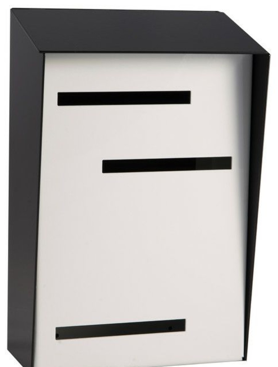 Mailboxes * Brand New Mid Century Modern Mailbox, Two Tone Black, Vertical Large, White