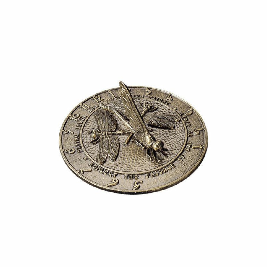 Outdoor Decor * Outlet Whitehall Products 12 Diameter Dragonfly Large Sundial, French Bronze