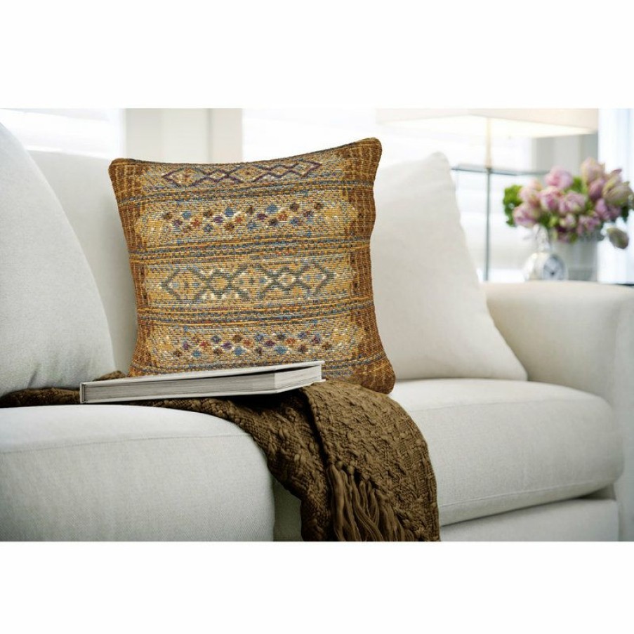 Outdoor Decor * Buy Liora Manne Marina Tribal Stripe Indoor/Outdoor Pillow, Gold, 18 Square