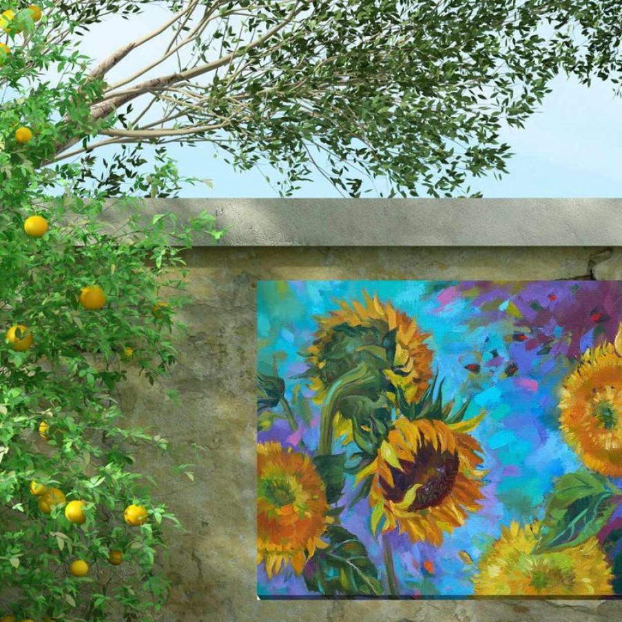 Outdoor Decor * Promo West Of The Wind Llc Sunflower On Blue