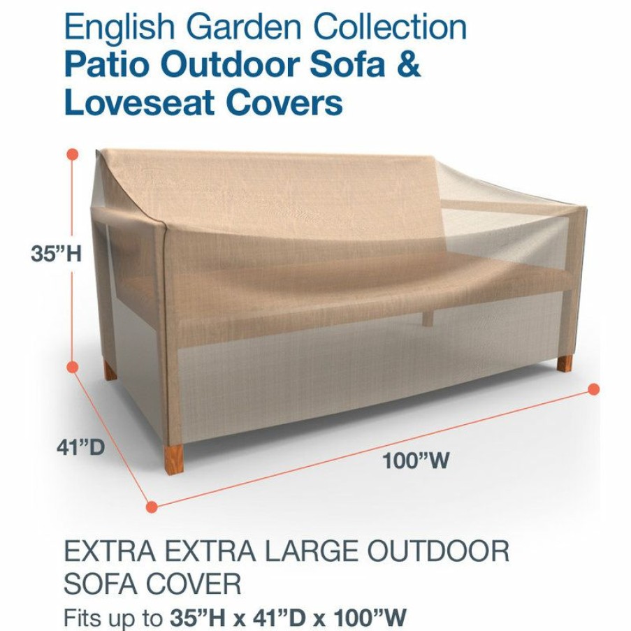 Outdoor Furniture * Brand New Budge English Garden Tan Tweed X Large Outdoor Sofa Cover, 35 X100 X41