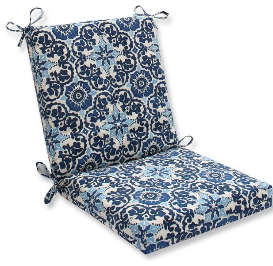 Outdoor Decor * Wholesale Pillow Perfect Inc Woodblock Prism Blue Squared Corners Chair Cushion