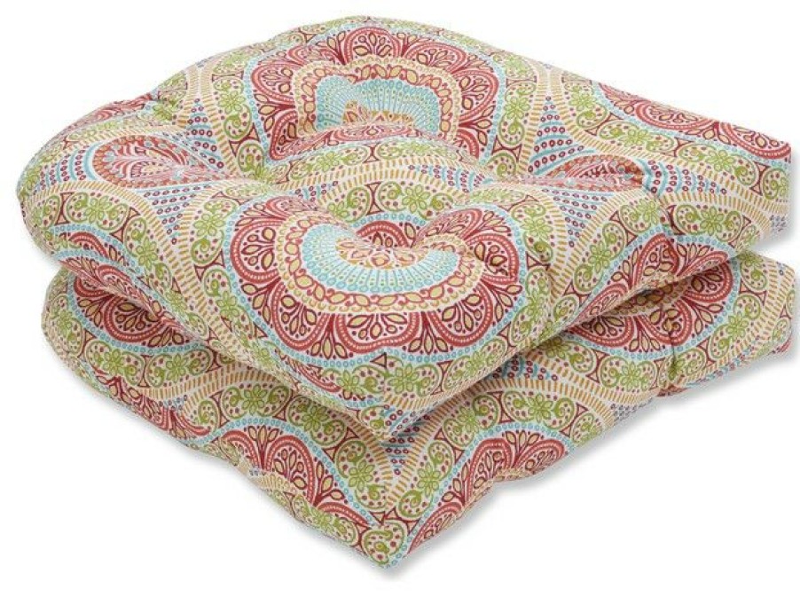 Outdoor Decor * Deals Pillow Perfect Inc Out/Indoor Delancey Wicker Seat Cushion, Set Of 2, Jubilee