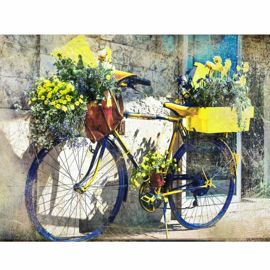 Outdoor Decor * New West Of The Wind Blue And Yellow Bike Outdoor Art