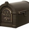 Mailboxes * New Gaines Mfg Keystone Curbside Bronze Mailbox, Antique Bronze, Fleur-De-Lis