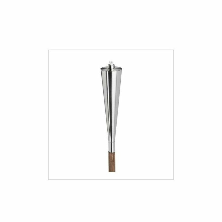 Outdoor Lighting * Hot Sale Blomus Modern Large Wood Garden Torch, Stainless Steel, Set Of 4