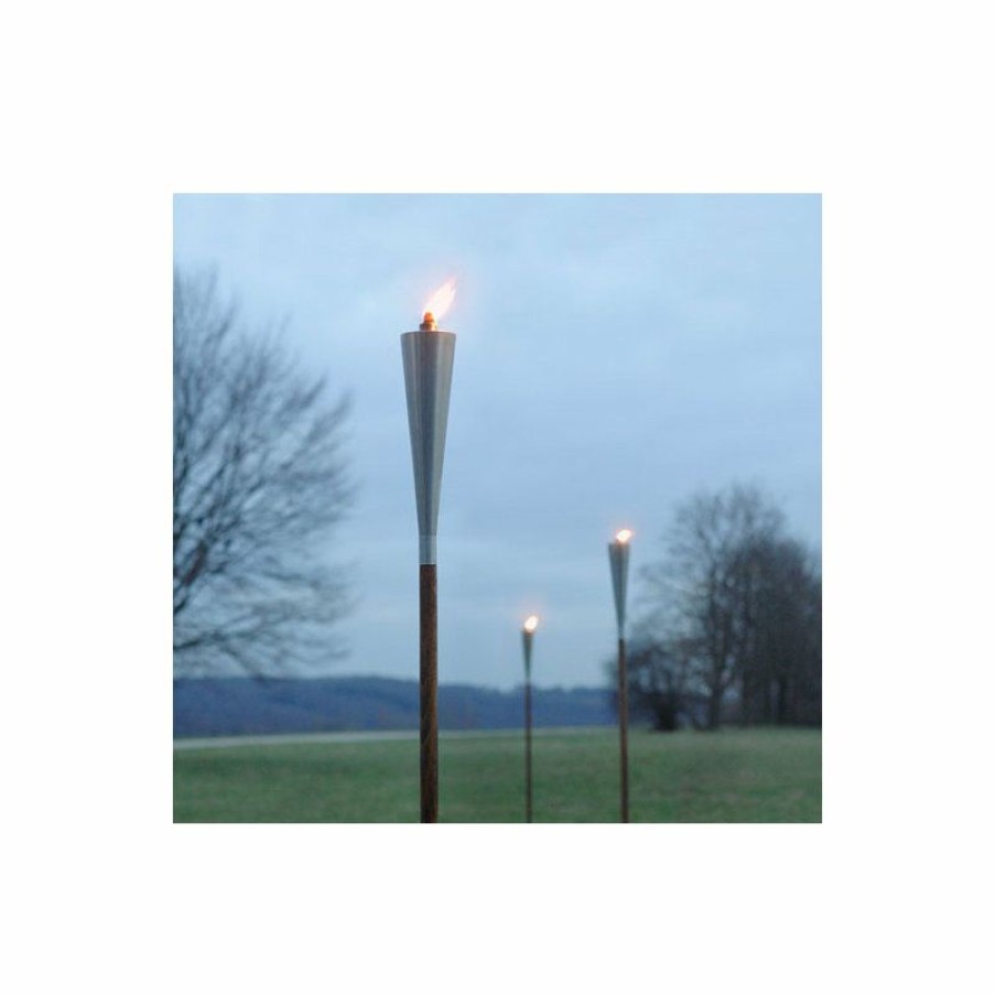 Outdoor Lighting * Hot Sale Blomus Modern Large Wood Garden Torch, Stainless Steel, Set Of 4