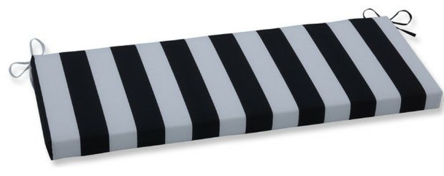 Outdoor Decor * Budget Pillow Perfect Inc Outdoor/Indoor Cabana Stripe Black Bench Cushion