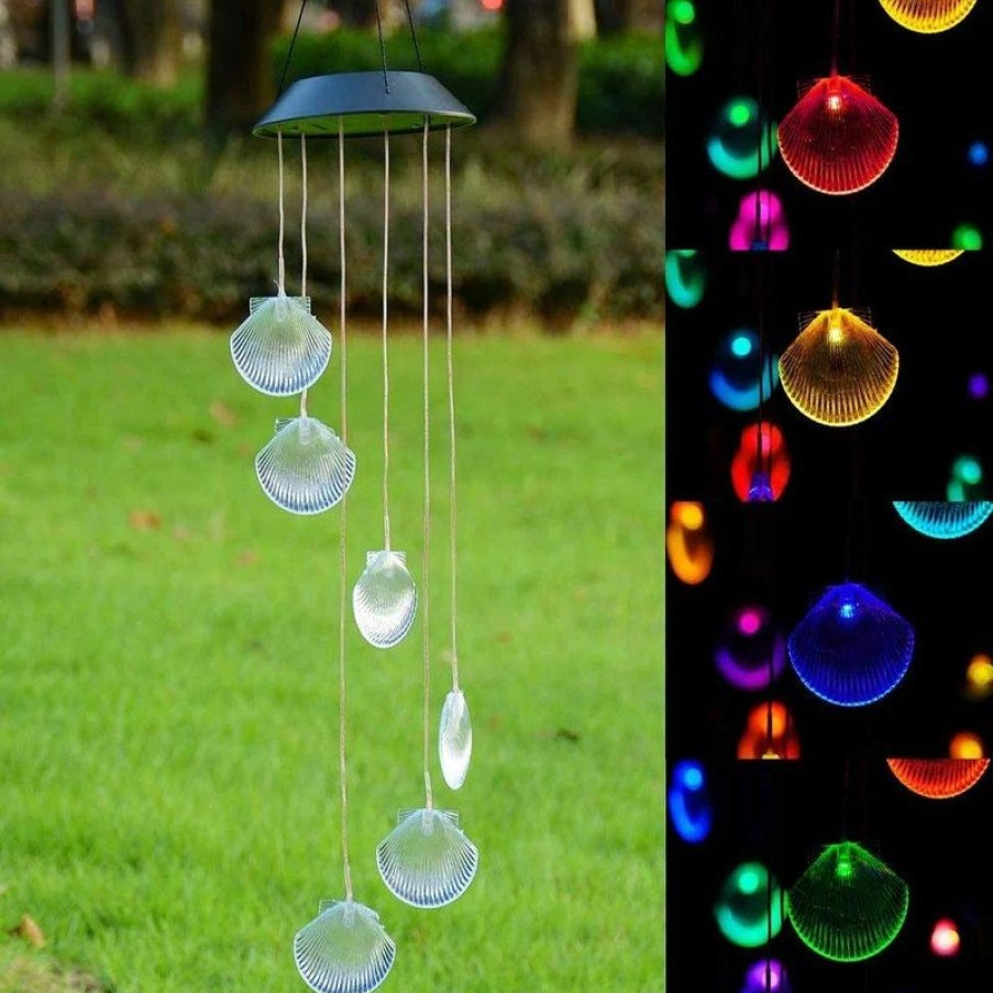 Outdoor Decor * Cheap Yescom Solar Led Color Changing Wind Chime, 6 Shell