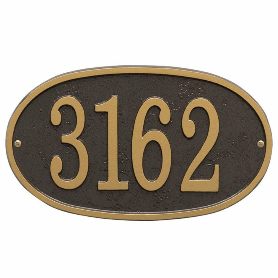 House Numbers * Flash Sale Whitehall Address Sign House Numbers Address Plaque, Oval -Bronze/Gold