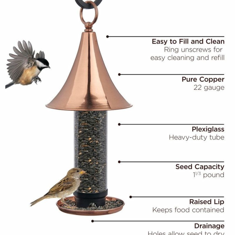 Outdoor Decor * Promo Good Directions, Inc. Castella Bird Feeder, Polished Copper