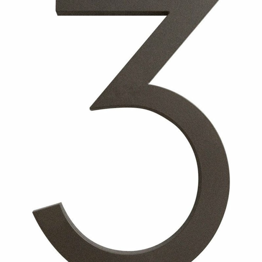 House Numbers * Wholesale Moderndwellnumbers Modern Font House Number, Bronze, 6 , Number 3, Modern Font