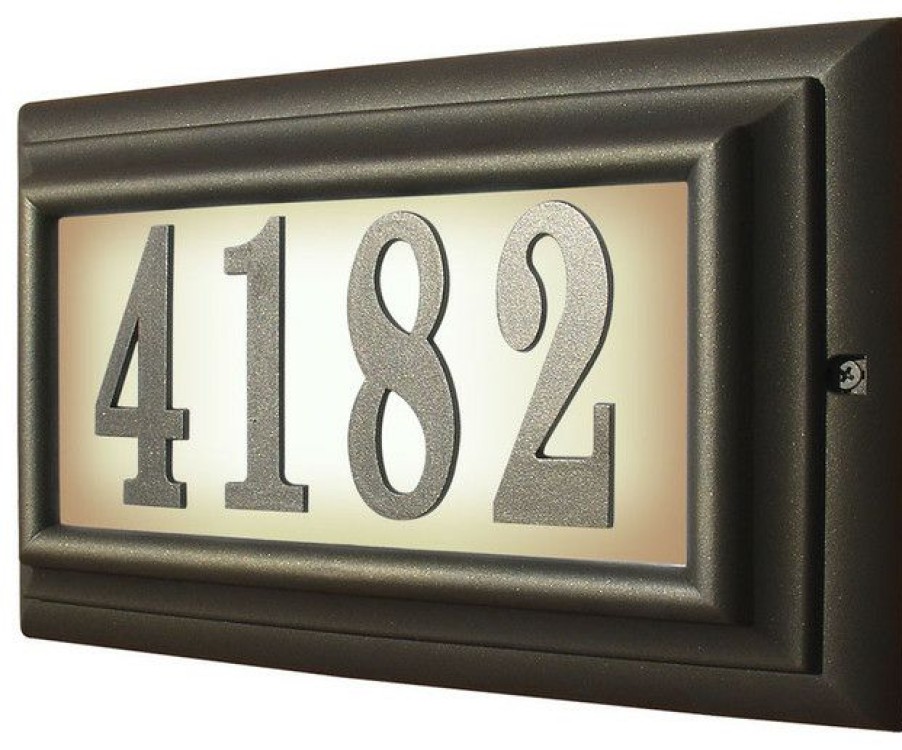 House Numbers * Cheap Qualarc Edgewood Large Lighted Address Plaque In Oil Rub Bronze Frame Color