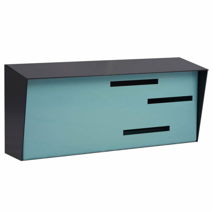 Mailboxes * Deals Locking Mid Century Modern Mailbox, 2 Tone Black, Robin Egg