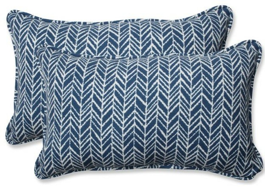 Outdoor Decor * Best Deal Pillow Perfect Inc Out/Indoor Herringbone Rectangular Throw Pillow, Set Of 2, Ink Blue