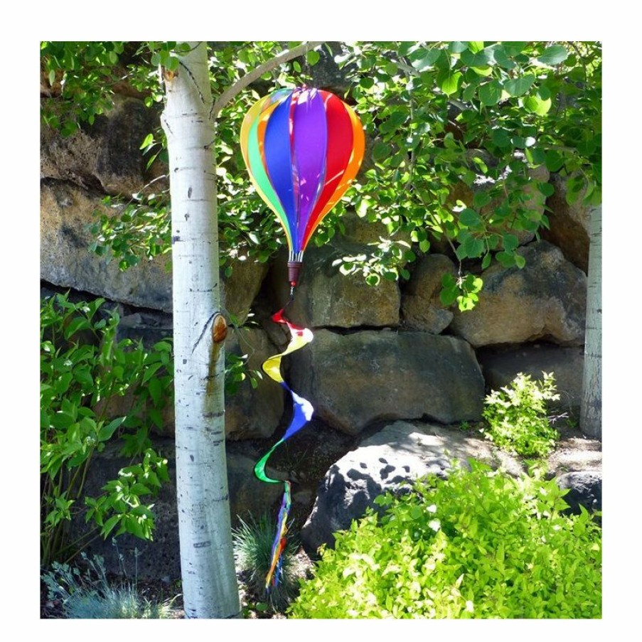 Outdoor Decor * Brand New In The Breeze Rainbow Hot Air Balloon