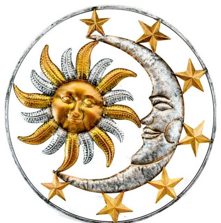 Outdoor Decor * Best Pirce Zeckos Celestial Sun Moon And Stars Indoor Outdoor 17 Inch Metal Wall Hanging Sculptur