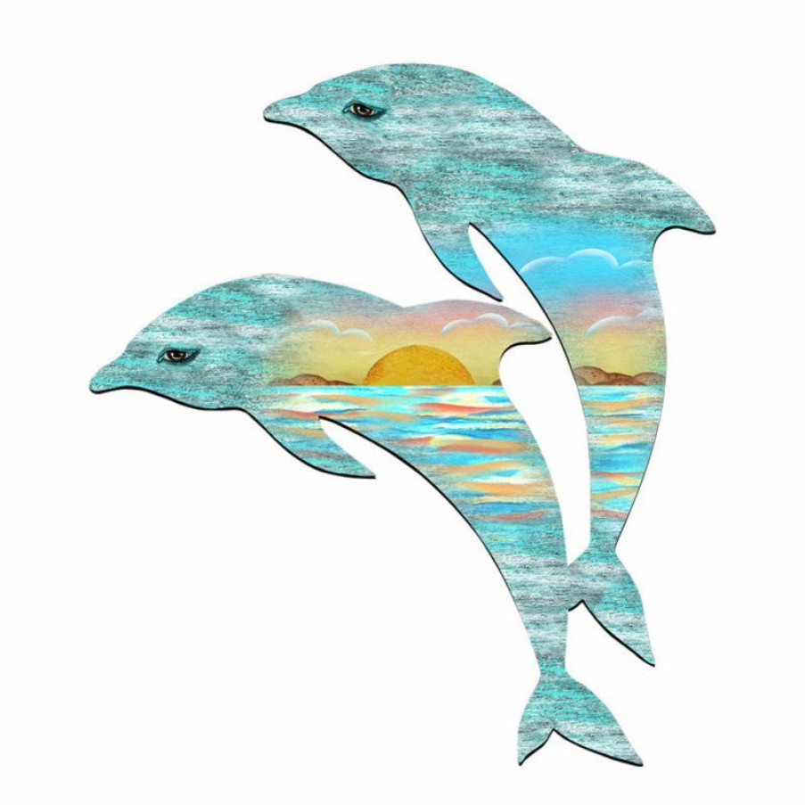 Outdoor Decor * New Amonogramart Dolphins Scenic Door Hanger