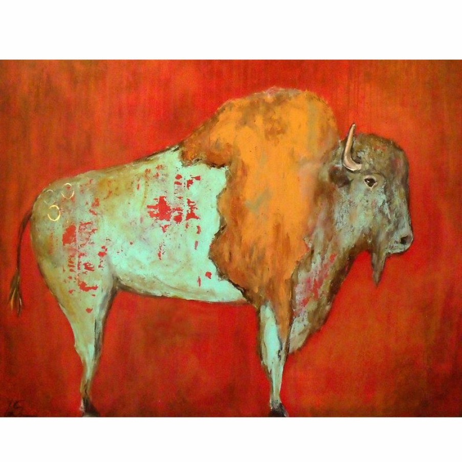 Outdoor Decor * Hot Sale West Of The Wind Red Buffalo Outdoor Art