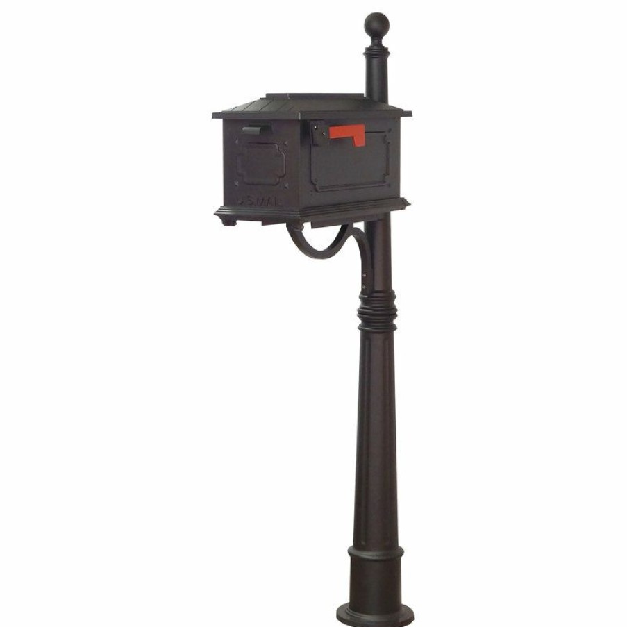 Mailboxes * Flash Sale Special Lite Products Company Kingston Curbside Mailbox With Ashland Mailbox Post Unit, Black