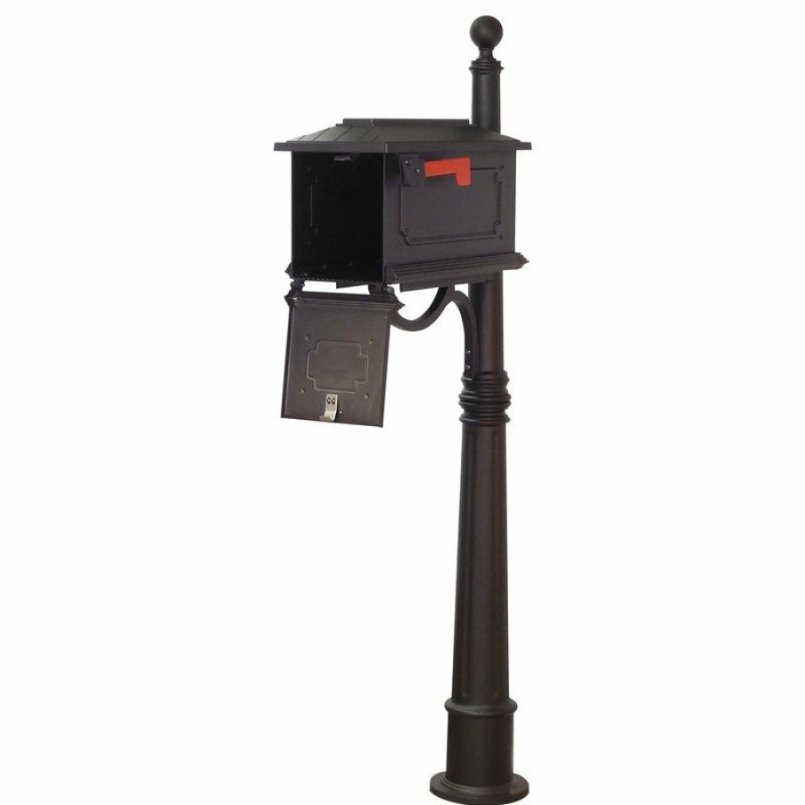 Mailboxes * Flash Sale Special Lite Products Company Kingston Curbside Mailbox With Ashland Mailbox Post Unit, Black