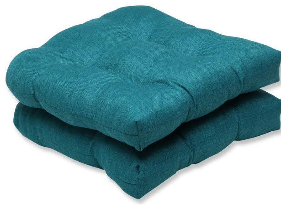 Outdoor Decor * Brand New Pillow Perfect Inc Rave Wicker Seat Cushion, Set Of 2, Teal