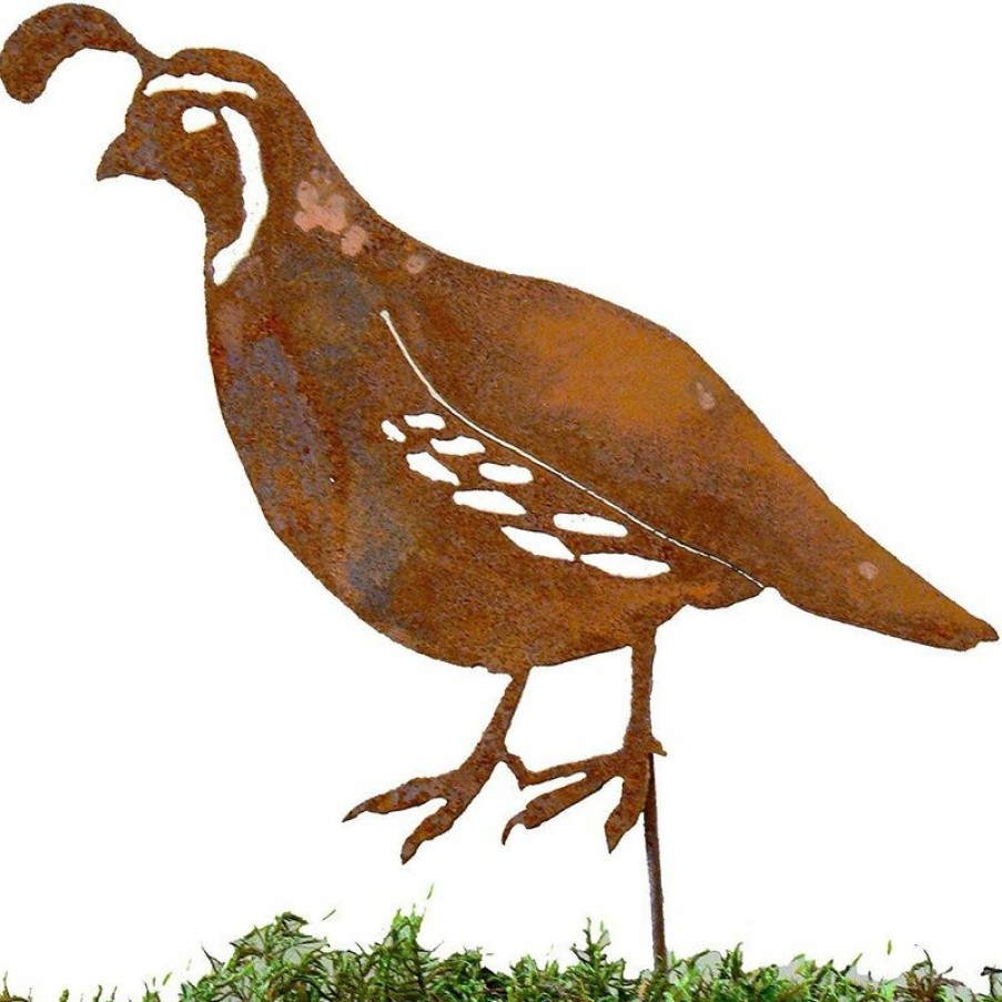 Outdoor Decor * Wholesale Rustybirds California Quail, Male Stake