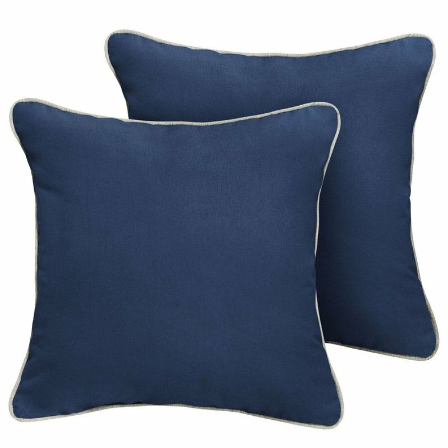 Outdoor Decor * Brand New Mozaic Home Fielding Sunbrella Outdoor Square Pillow, Set Of 2, Navy