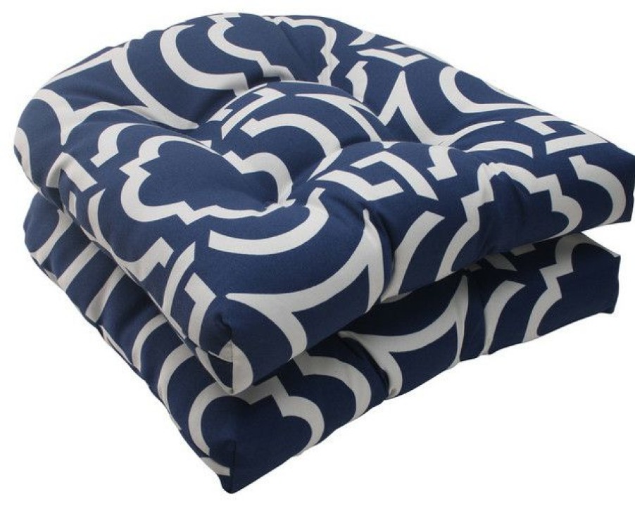 Outdoor Decor * Best Deal Pillow Perfect Inc Carmody Navy Wicker Seat Cushion, Set Of 2