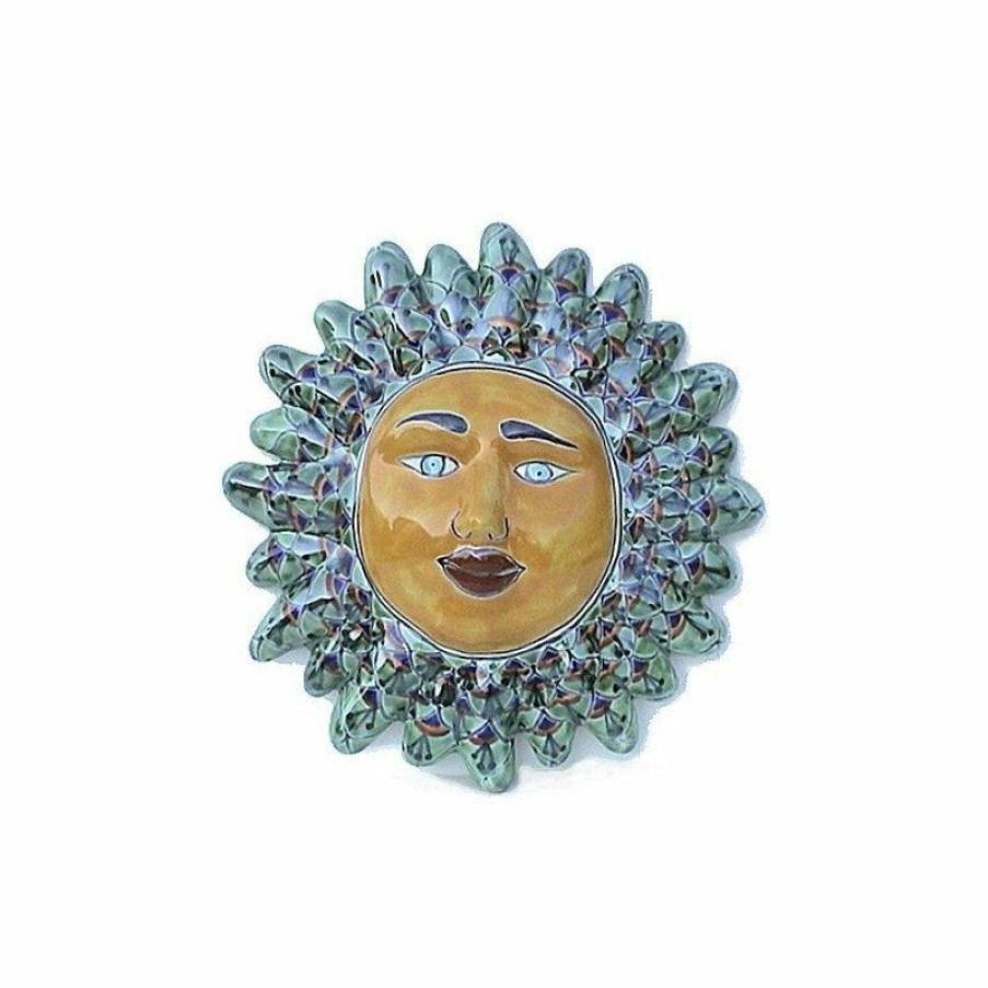 Outdoor Decor * Best Reviews Of Fine Crafts & Imports Green Peacock Talavera Ceramic Sun Face