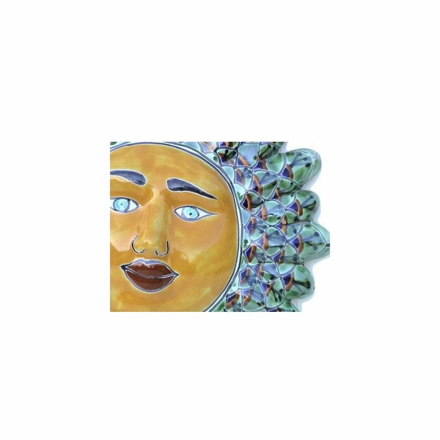 Outdoor Decor * Best Reviews Of Fine Crafts & Imports Green Peacock Talavera Ceramic Sun Face