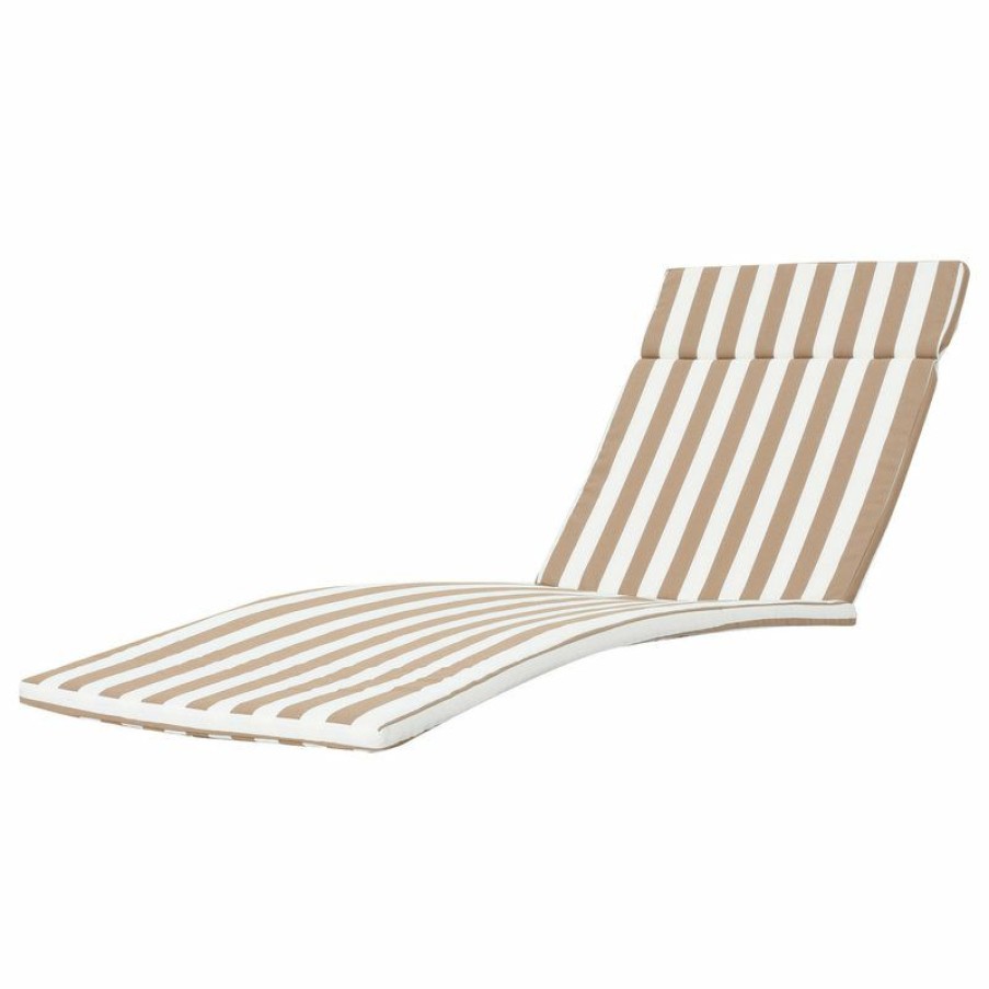 Outdoor Decor * Budget Gdfstudio Gdf Studio Soleil Outdoor Chaise Lounge Cushion, Brown/White Stripe