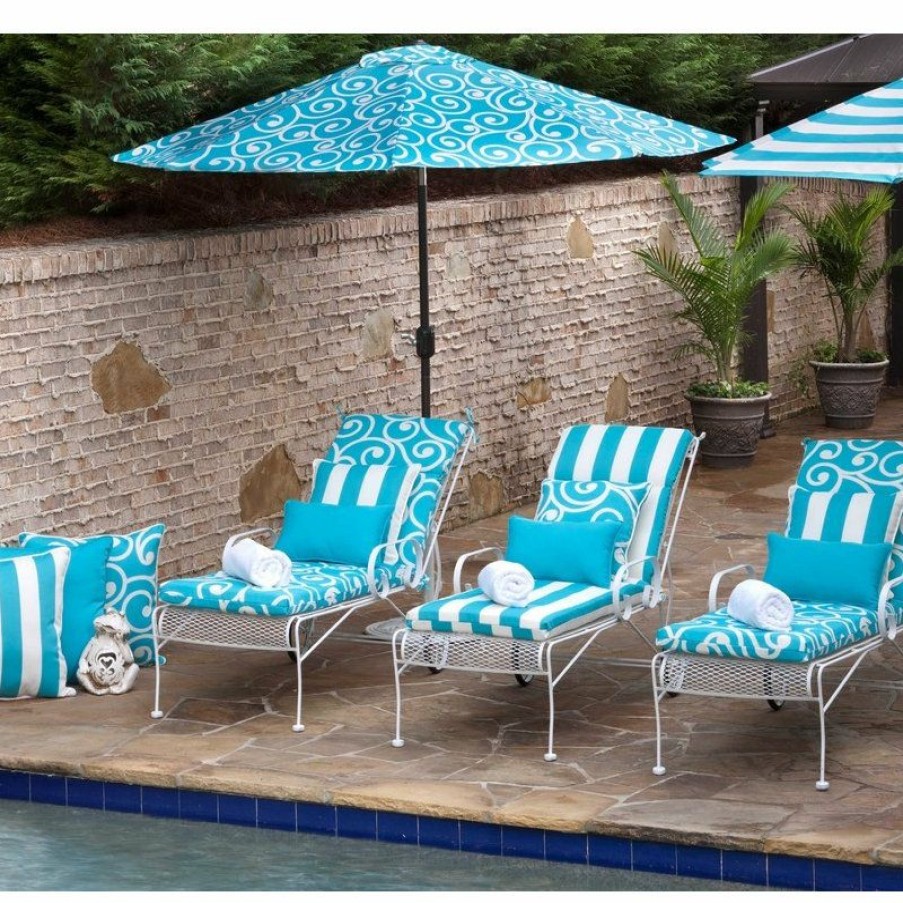 Outdoor Decor * Cheapest Pillow Perfect Inc Cabana Stripe Turquoise Chaise Lounge Cushion