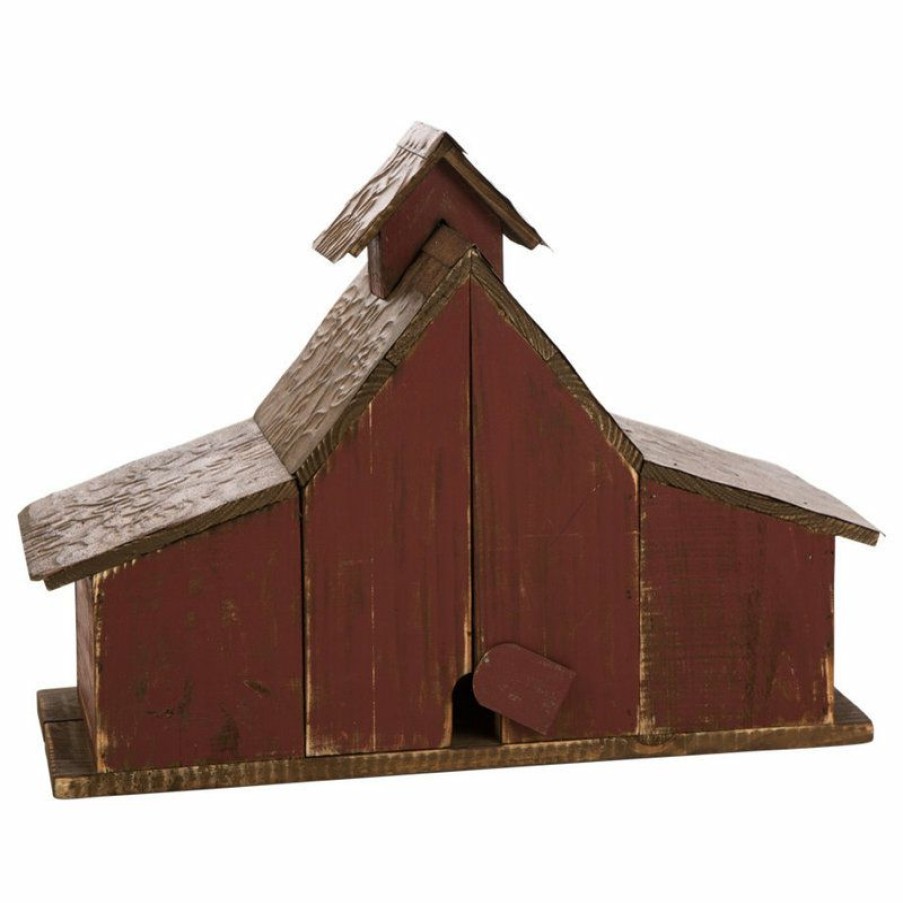 Outdoor Decor * Discount Glitzhome 20.67 Oversized Rustic Wood Barn Birdhouse