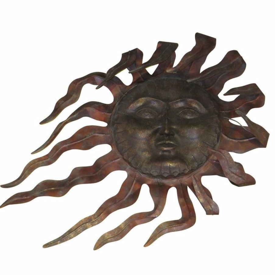 Outdoor Decor * Best Deal My Swanky Home Elegant Sun Face Wall Art Plaque, Indoor Outdoor Garden Sculpture Copper