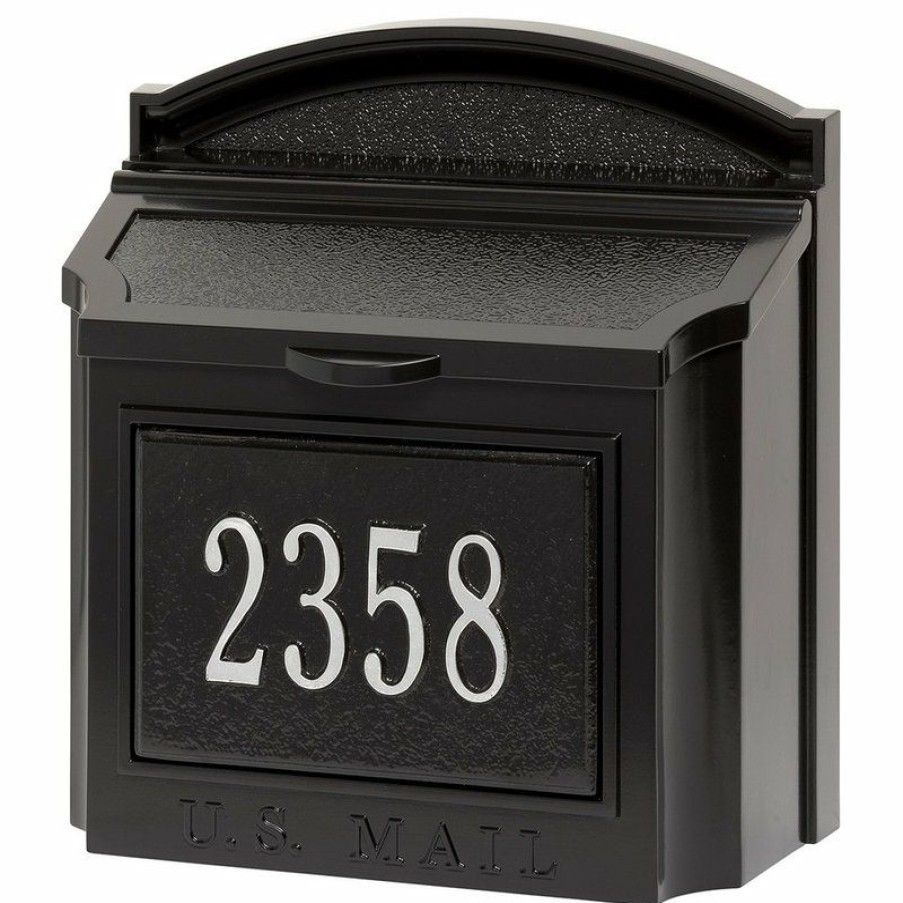 Mailboxes * Deals Whitehall Products Whitehall Custom Wall Mount Mailbox, Locking Mail Box Black/Silver