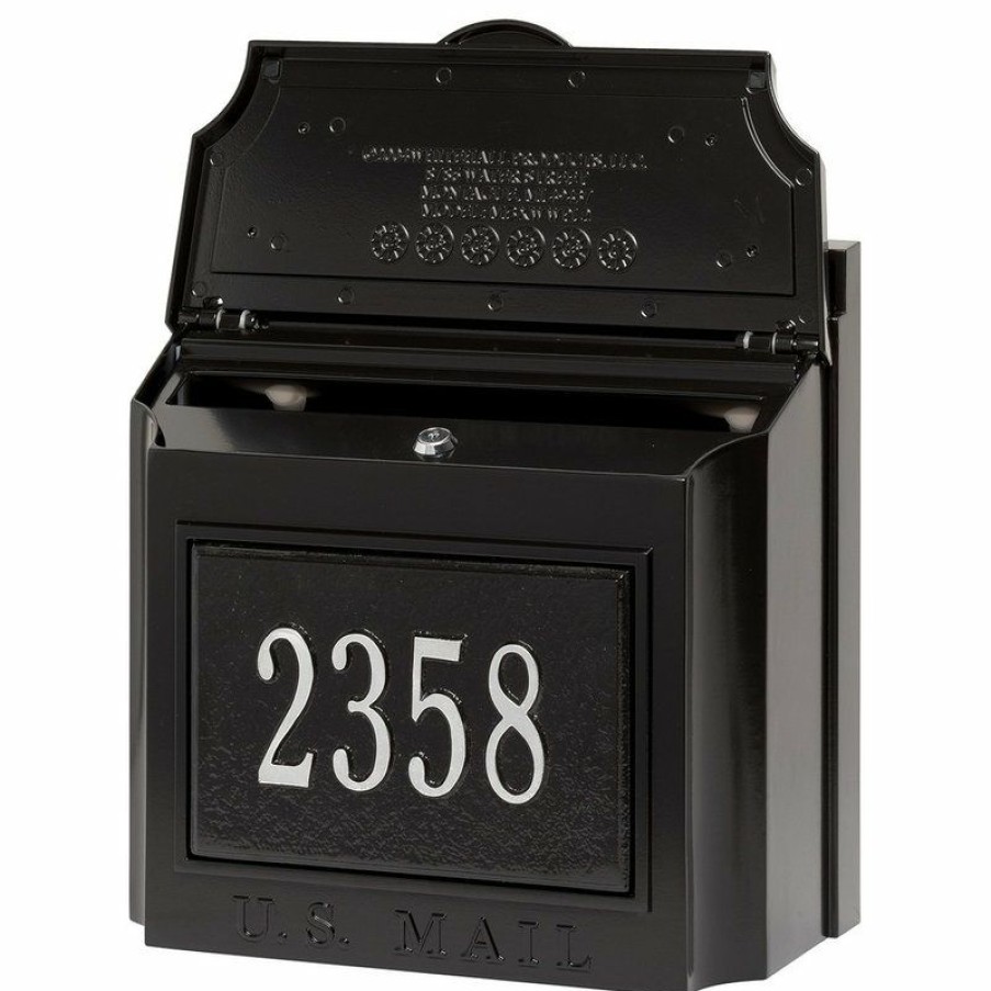 Mailboxes * Deals Whitehall Products Whitehall Custom Wall Mount Mailbox, Locking Mail Box Black/Silver