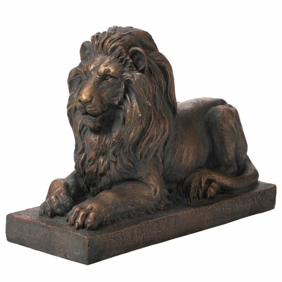 Outdoor Decor * Coupon Glitzhome 21.75 L Mgo Lying Guardian Lion Statue