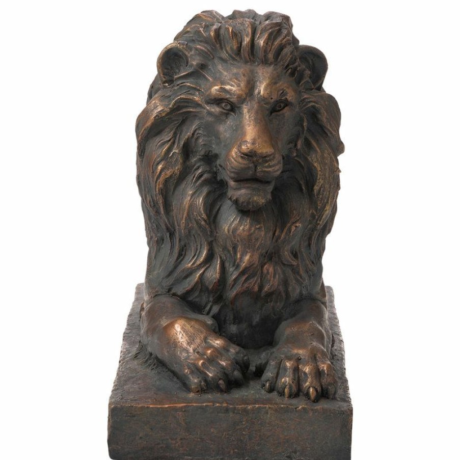 Outdoor Decor * Coupon Glitzhome 21.75 L Mgo Lying Guardian Lion Statue