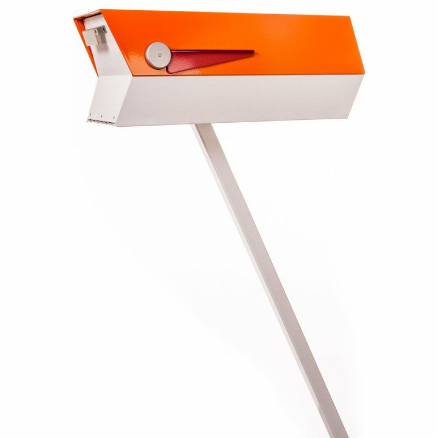 Mailboxes * Flash Sale Modbox Usa, Inc. Modboxusa Mid-Century Modern Curbside Mailbox | Two Tone, Pumpkin And White