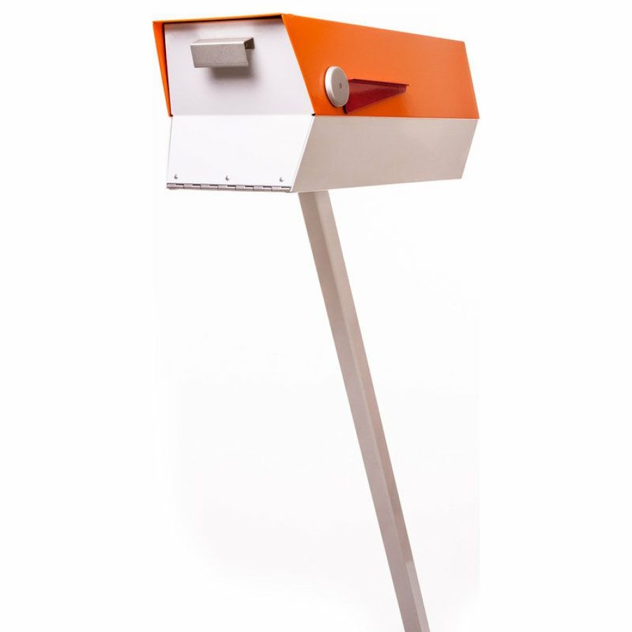 Mailboxes * Flash Sale Modbox Usa, Inc. Modboxusa Mid-Century Modern Curbside Mailbox | Two Tone, Pumpkin And White