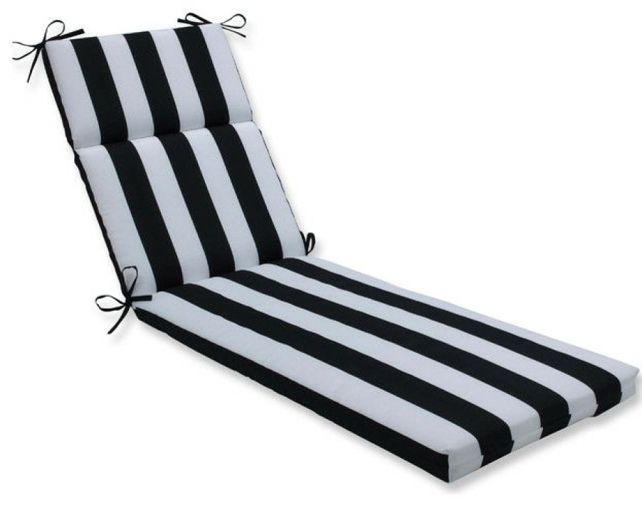 Outdoor Decor * New Pillow Perfect Inc Outdoor/Indoor Cabana Stripe Black Chaise Lounge Cushion