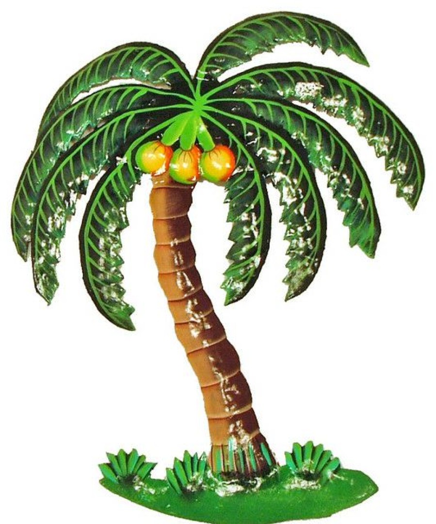 Outdoor Decor * Buy Tiki Coconut Tropical Palm Tree Haitian Metal Art