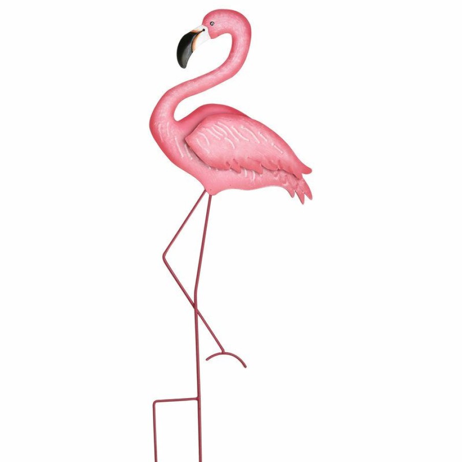 Outdoor Decor * Brand New Worth Imports Metal Pink Flamingo On Stake, 27