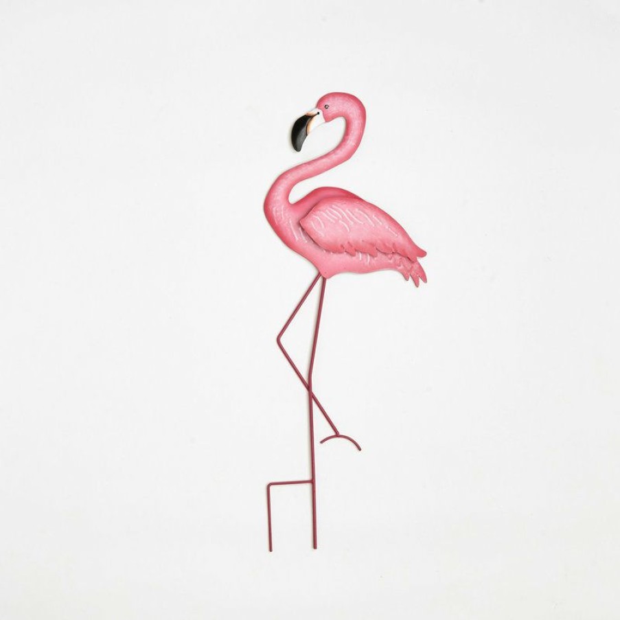 Outdoor Decor * Brand New Worth Imports Metal Pink Flamingo On Stake, 27