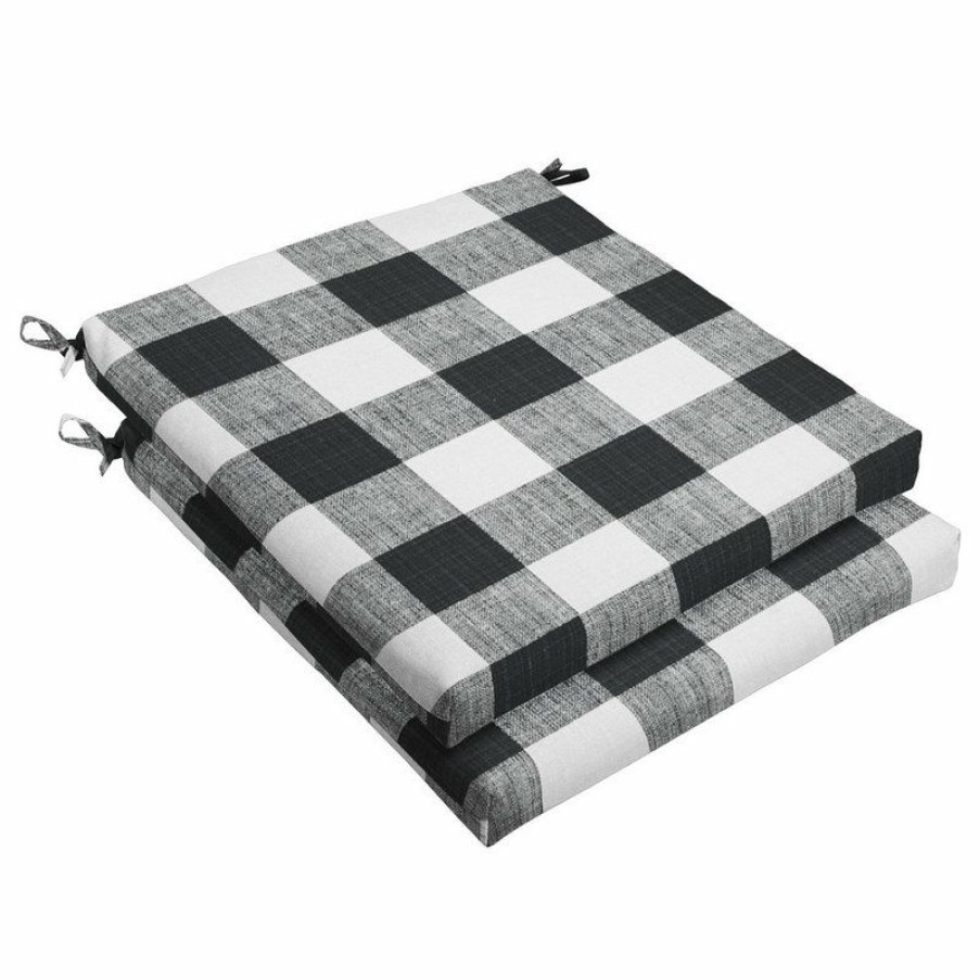 Outdoor Decor * Best Sale Mozaic Home Stewart Black Buffalo Plaid Chair Cushion, Set Of 2, 20 20