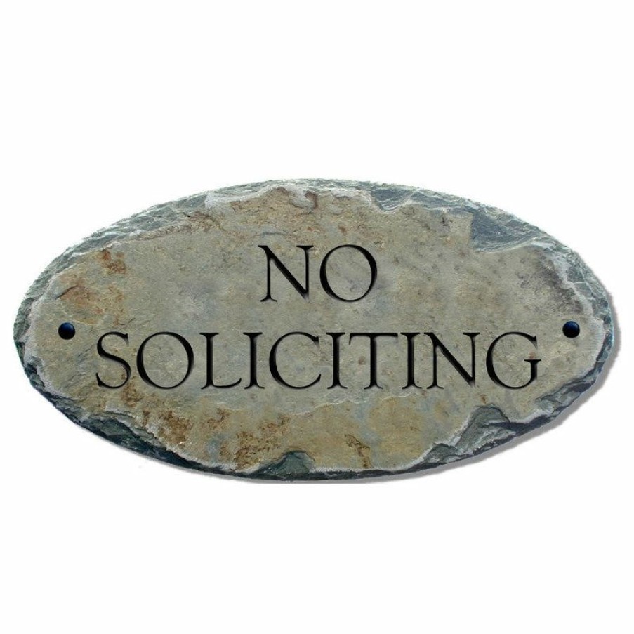 House Numbers * Top 10 T. Michael Stduios Reclaimed Slate No Soliciting Sign /Plaque