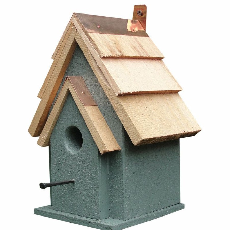 Outdoor Decor * Discount Wooden Expression Birdhouses Rustic Cabin Birdhouse, Green