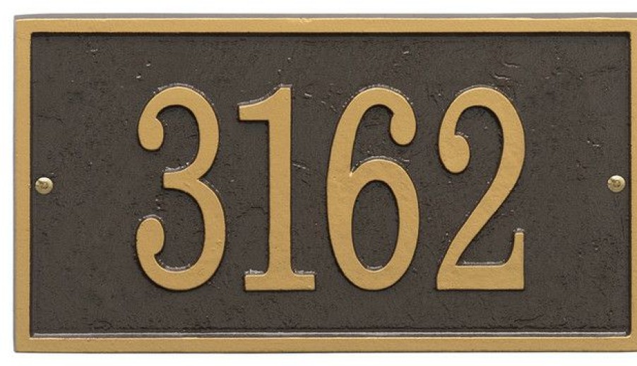 House Numbers * Buy Whitehall Address Sign House Number Plaque, Rectangle Bronze/Gold